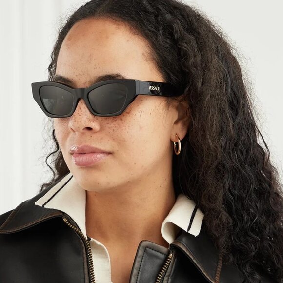 Versace Women Sunglasses Black Grey Cat Eye VE4488U GB1/87 NEW AUTHENTIC